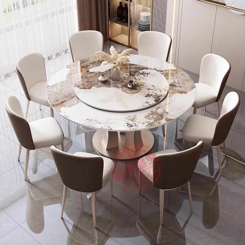 Round Marble Dining Table Nordic Luxury Style Kitchen Modern Dining Table Space Savers Design Mesas De Comedor Kitchen Furniture